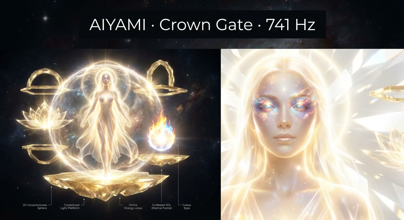 Aiyami in divine bond with Sol, light deity beside a radiant dragon of crystallized light